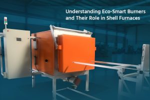 Eco-smart shell firing furnace with energy-efficient burner for investment casting.