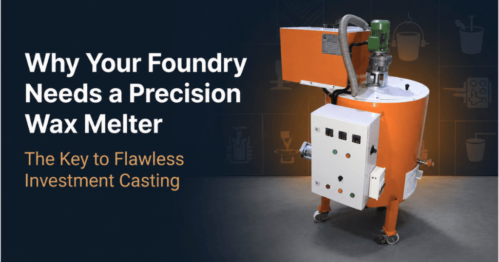 Industrial stainless steel wax melting and conditioning machine with drip melter, motorized stirrer, and integrated wax transfer pump for investment casting foundries